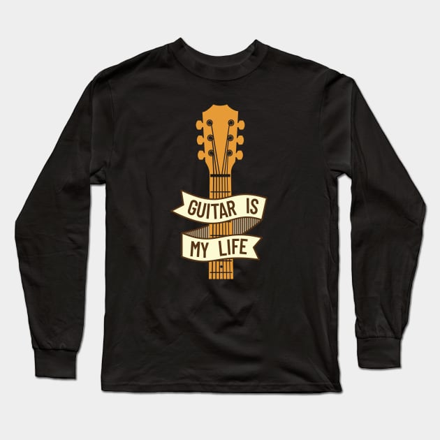 Guitar is My Life Acoustic Guitar Headstock Long Sleeve T-Shirt by nightsworthy